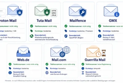 7 E-Mail-Dienste: Telefonnummernüberprüfung nicht nötig