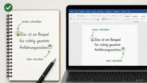 Anführungszeichen („“) unten und oben schreiben – Anleitung