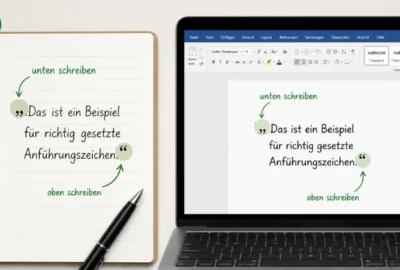 Anführungszeichen („“) unten und oben schreiben – Anleitung
