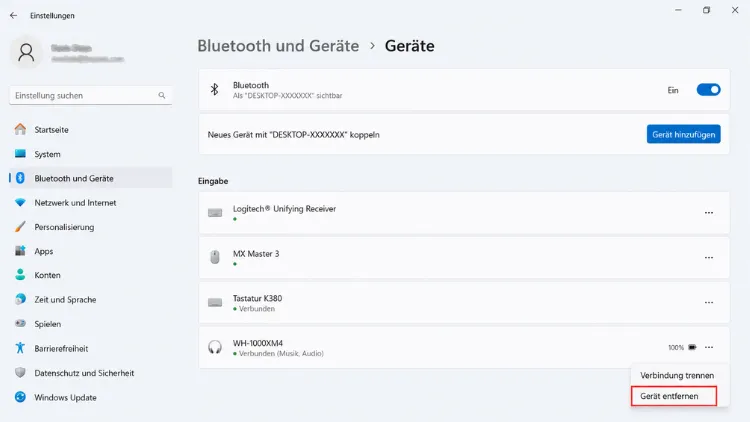 Bluetooth und Geräte Einstellungen