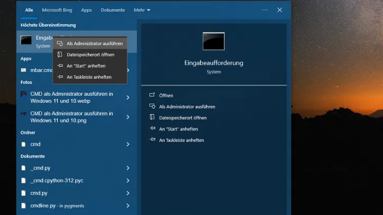 Der Klassiker: über die Windows-Suche