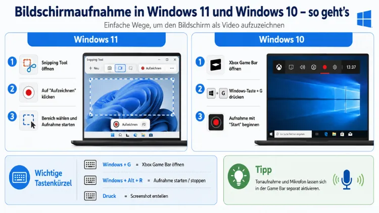 Bildschirmaufnahme in Windows 11 und Windows 10 – so geht’s
