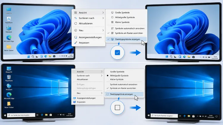 Desktopsymbole ausblenden & wieder anzeigen in Windows 11/10