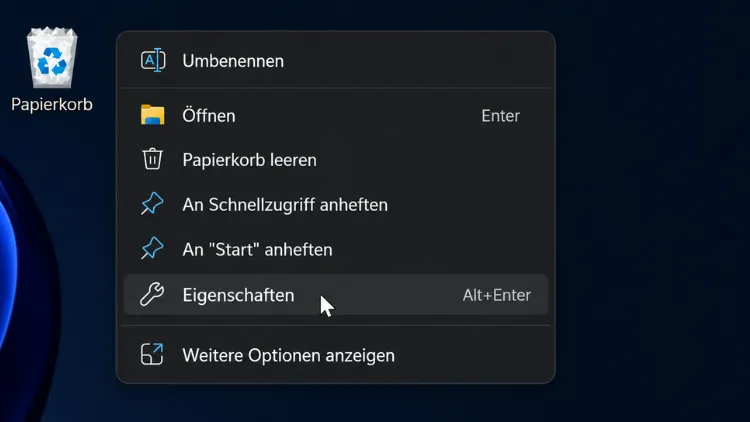 Löschbestätigung in Windows 11 einschalten