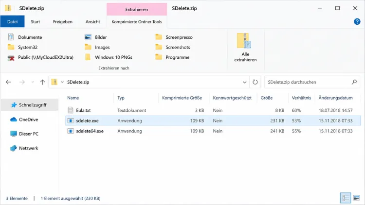 SDelete herunterladen und einrichten
