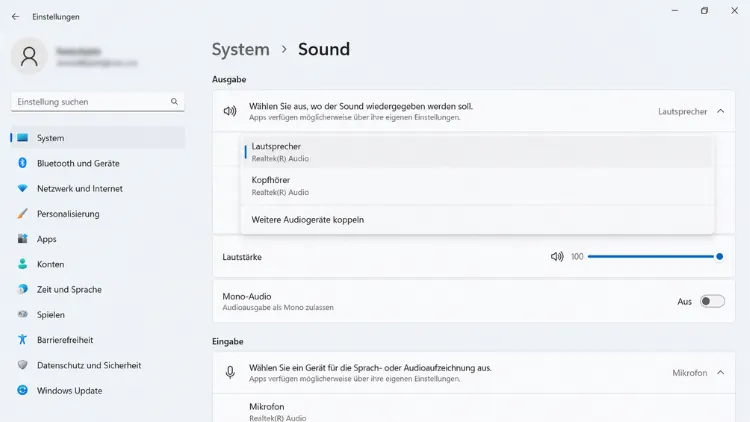 Windows 11 - Sound-Einstellungen